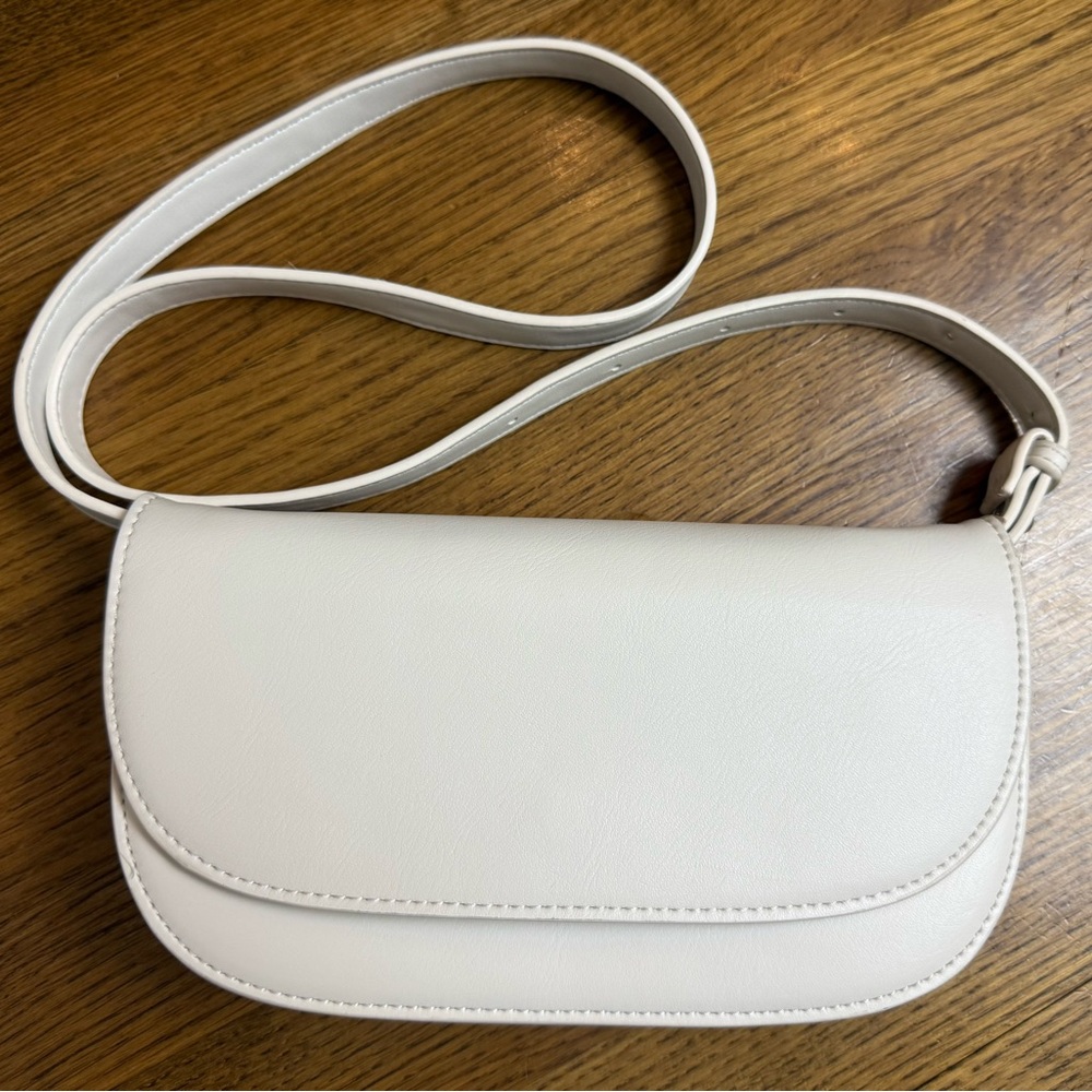 Melie Bianco Vegan Leather Shoulder Bag in Bone Color